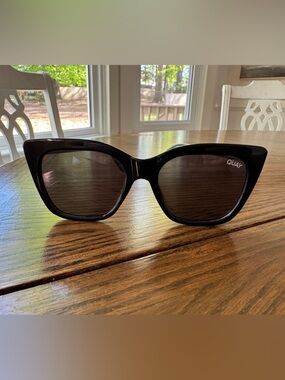 Quay Australia Black Oversized Cat-Eye Sunglasses